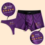Personlig femstjerners anmeldelse Foto pustende par String Boxer Boxer Undertøy Brief Set med navn dato og tekst Bursdag Jubileum gave til menn kvinner