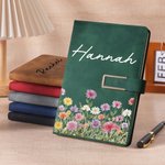 Personalisiertes A5-Notizbuch mit Aquarell-Geburtsblumen und Namen | liniertes Tagebuch für Büro und Alltag | Geburtstag Muttertag Geschenk für Frauen