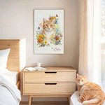 Personalized Floral Watercolour Photo Giclee Canvas Prints Home Decor Anniversary Gift for Pet Lover Family