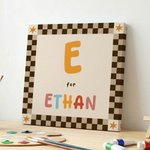 Lienzo personalizado a cuadros multicolor con iniciales y nombre Decoración de habitación infantil Enviar desde EE.UU. Baby Shower Cumpleaños Regalo para recién nacidos Niños