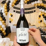 Personalised Simple Line Graduation Cap Waterproof Wine Stickers Labels with Name and Year Graduation Party Gift for Master PhD Graduates