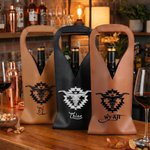 Personalized Western Cow Skull Pattern PU Leather Wine Bag with Name Handle Protective Wine Accessories Wedding Anniversary Gift for Wine Lover