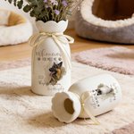 Vase en céramique en forme de pétale avec nom et noeud en ruban Décoration d'intérieur Cadeau de sympathie pour les propriétaires d'animaux de compagnie