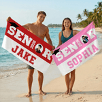 Personalised Graduation Photo Quick Dry Oversized Microfiber Beach Towel with Name Travel Essential Beach Party Gift for Class of 2026 Graduate