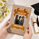 Personalised Star Balloon Graduation Photo PU Leather Notebook with School Name and Name Graduation Ceremony Gift for Class of 2026 Graduates