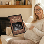 Personalised Baby Ultrasound Photo Wooden Plaque Frame Sign with Name Date Text Pregnancy Reveal  Baby Shower Mother's Day Gift for Expecting Mother