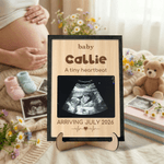 Personalised Baby Ultrasound Photo Wooden Plaque Frame Sign with Name Date Text Pregnancy Reveal  Baby Shower Mother's Day Gift for Expecting Mother