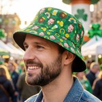 Personalized Funny Face Photo Unisex Fishing Bucket Hat Beach Party Essential Birthday Saint Patrick's Day Gift for Friend Family