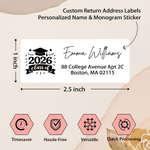 Personalized Class of 2026 Design Waterproof Stickers with Name Return Address Label Celebration Graduation Party DIY Decor for Graduates