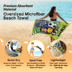 Henkilökohtainen Cartoon Soccer Character Ylimitoitettu Quick Dry Beach Towel nimi Travel Essentials syntymäpäivälahja jalkapallon ystäville