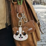 Personlig tecknad hund Nyckelring i PU-läder med namn Daglig användning Jubileum Födelsedagspresent för djurägare och älskare