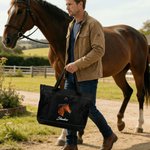 Personalised Horse Photo Portrait Oxford Large Capacity Tote Bag with Name and Mesh Pocket Birthday Anniversary Gift for Horse Owner Horse Lover