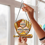 Personalised Baseball Glove Design Acrylic Hanging Ornament with 1-8 Names and Text Home Decor Mother's Day Birthday Gift for Mom Baseball Fan