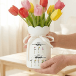 Personalised Birth Flower Ceramic Vase with 1-10 Names Mother's Day Birthday Gift for Mother Grandmother