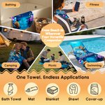 Personalized Cartoon Diving Character Initial Quick Dry Soft Oversized Beach Towel with Name Summer Vacation Beach Pool Party Birthday Gift for Kids