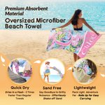 Personalised Coloured Palm Design Quick Dry Oversized Microfiber Beach Towel with Name and Initial Beach Party Birthday Gift for Family Friend