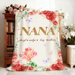 Personalized Watercolor Birth Flower Soft Throw Blanket with Name Home Decor Birthday Gift for Mom Grandmother