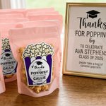 Personalised Popcorn Graduation Cap Waterproof Stickers with Name and Year Graduation Party Decoration Favor for Graduates