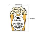 Personalised Popcorn Graduation Cap Waterproof Stickers with Name and Year Graduation Party Decoration Favor for Graduates
