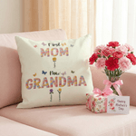 Personalized Faux Yarn Effect Birth Flower First Mom Now Grandma Soft Throw Pillow Cover with Names Mother's Day Gift for Mom Grandma