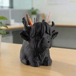 Personalised Multicolour Highland Cow Multi-Size Pen Holder with Name Desk Decor Daily Use Birthday Gift for Highland Cow Lovers Students Teachers