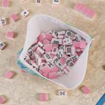 Personalised Chinoiserie Monogrammed Mahjong Tiles Makeup Bag with Name Daily Use Mahjong Night Birthday Gift for Mahjong Players