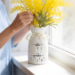 Personalised Birth Flower Ceramic Vase with 1-10 Names Mother's Day Birthday Gift for Mother Grandmother