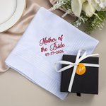Mouchoir carré 100 % coton brodé avec boîte cadeau et plaque d'identité Cadeau de mariage pour père et mère