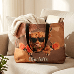 Personalized Highland Cow Birth Flower Large Capacity Tote Bag with Name Daily Use Birthday Gift for Highland Cow Lovers Cowgirls