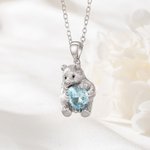 Personalised Mother Bear Necklace with Birthstone Dainty Jewellery Mother's Day Birthday Gift for Mom Woman