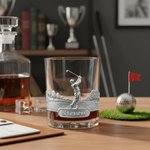 Personalised 2D Metallic Style Print Golf Theme Whiskey Glass with Name Golf Club Birthday Father's Day Gift for Golf Lovers