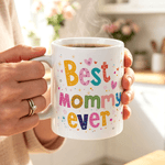Personalised Best Mummy Ever 11/15 oz Ceramic Mug with Photo and Title Daily Use Mother's Day Birthday Gift for Mom Grandma