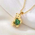 Personalised Mother Bear Necklace with Birthstone Dainty Jewellery Mother's Day Birthday Gift for Mom Woman