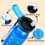 Personalized Cute Face Photo Soccer Pattern 17 oz Kids Water Bottle with Name and Initial Daily Drinking Children's Day Gift for Boys Girls