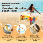 Personalized Watercolor Floral Design Quick Dry Oversized Microfiber Beach Towel with Name Beach Party Holiday Gift for Family Friends