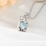 Personalised Mother Bear Necklace with Birthstone Dainty Jewellery Mother's Day Birthday Gift for Mom Woman