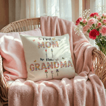Personalized Faux Yarn Effect Birth Flower First Mom Now Grandma Soft Throw Pillow Cover with Names Mother's Day Gift for Mom Grandma