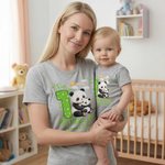 Personalized 1st Mother's Day Animal Bear 100% Cotton T-shirt Baby Bodysuit Matching Outfit with Names and Year Mother's Day Gift for Baby Mom