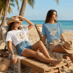 Personalized Multicolor Bohemian Style Surfboard Cowgirl 100% Cotton T-shirt with Name Beach Party Birthday Holiday Gift for Women Girls