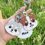 Personlig tecknad hund Nyckelring i PU-läder med namn Daglig användning Jubileum Födelsedagspresent för djurägare och älskare