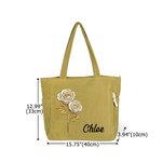 Bolso tote de pana personalizado con flor de nacimiento y nombre gran capacidad regalo de cumpleaños para mujer y amiga