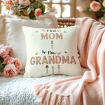 Personalized Faux Yarn Effect Birth Flower First Mom Now Grandma Soft Throw Pillow Cover with Names Mother's Day Gift for Mom Grandma