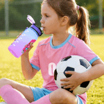 Personalized Cute Face Photo Soccer Pattern 17 oz Kids Water Bottle with Name and Initial Daily Drinking Children's Day Gift for Boys Girls