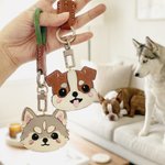 Personlig tecknad hund Nyckelring i PU-läder med namn Daglig användning Jubileum Födelsedagspresent för djurägare och älskare