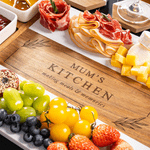 Personalised Engraved Text Acacia Wood Marble Texture 11 Pcs Chopping Board Coaster Set with Bowl and Spoon Mother's Day Gift for Mom Family