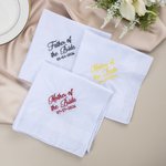 Mouchoir carré 100 % coton brodé avec boîte cadeau et plaque d'identité Cadeau de mariage pour père et mère