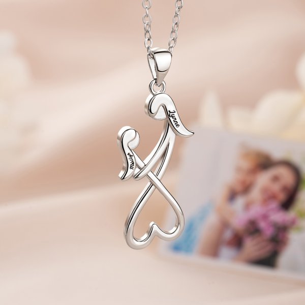 Personalisierte herzförmige Mutter-Tochter-Umarmung Halskette mit Namen zierlichen Schmuck täglich tragen Muttertag Geschenk für Mama Oma