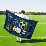 Henkilökohtainen Cartoon Soccer Character Ylimitoitettu Quick Dry Beach Towel nimi Travel Essentials syntymäpäivälahja jalkapallon ystäville