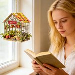 Personalized Faux Stained Glass Greenhouse Acrylic Suncatcher Ornament with Text Home Decor Birthday Anniversary Gift for Plant Lovers