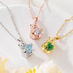 Personalised Mother Bear Necklace with Birthstone Dainty Jewellery Mother's Day Birthday Gift for Mom Woman